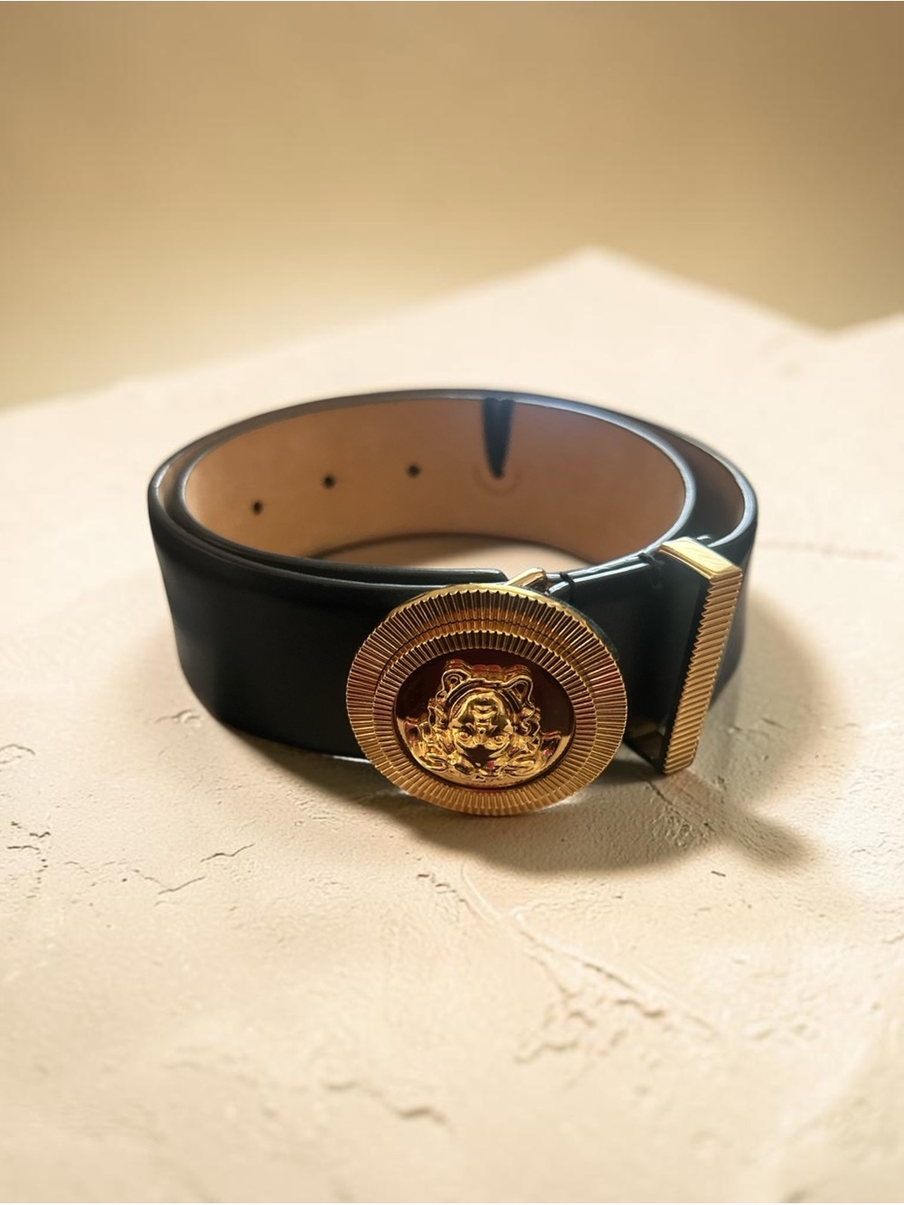 Versace Black Belt with Gold Medallion Buckle(CHILD)